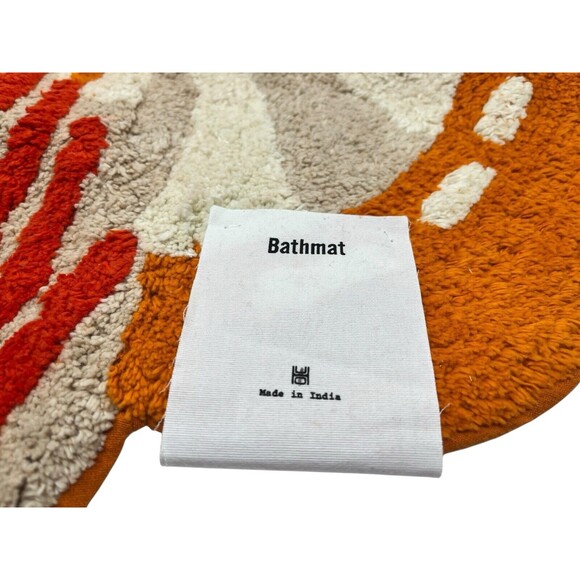 Urban Outfitters Mushroom Tufted Shag Bath Mat Boho Rug Orange Red Cotton NEW - Picture 6 of 15